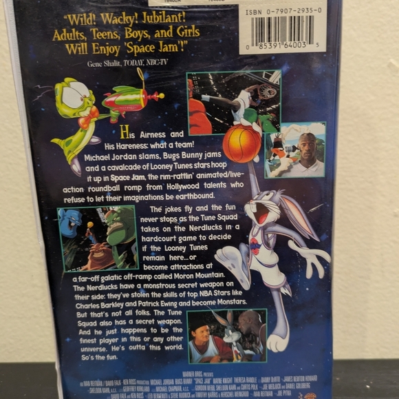 Warner Bros. Space Jam VHS with Blue and Orange Artwork - Picture 3 of 8